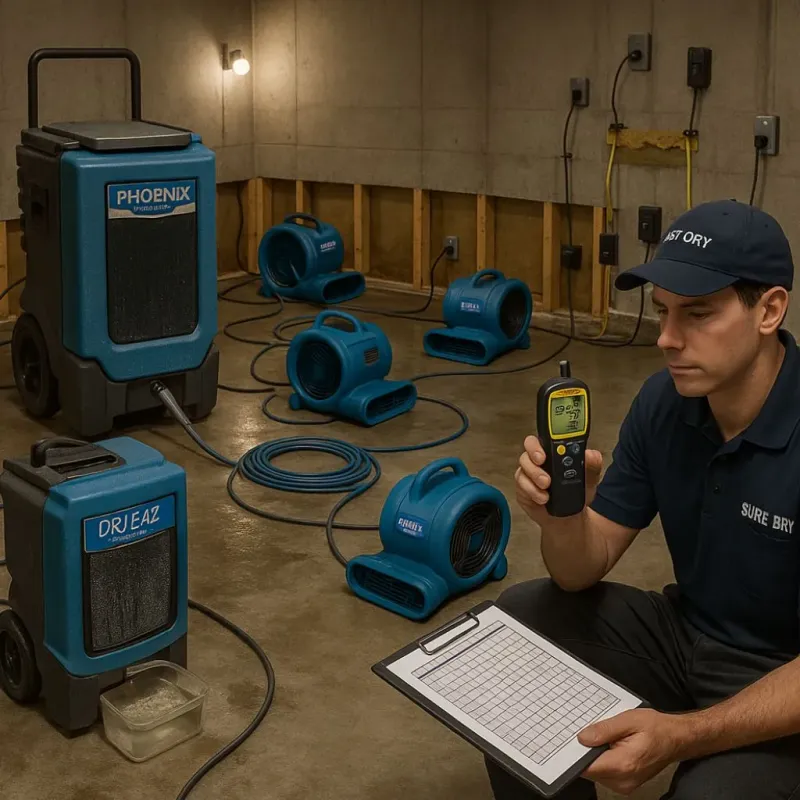 Structural Drying and Dehumidification process in Midland City, AL